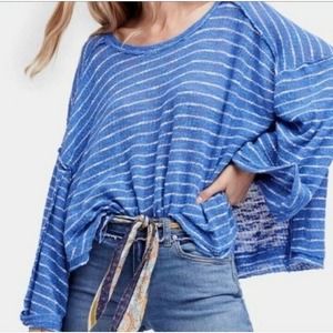 Free People Blue Striped Sweater